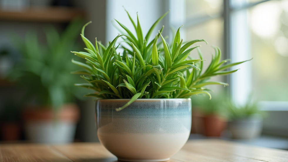Close-up view of a vibrant green plant in a pot