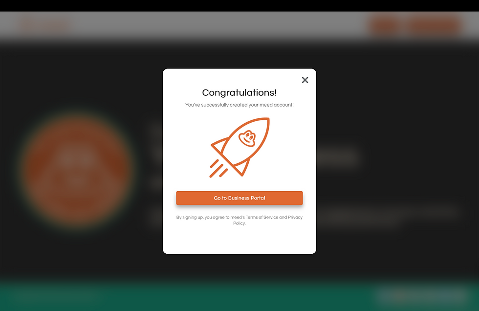 Congratulations - your account on meed is ready