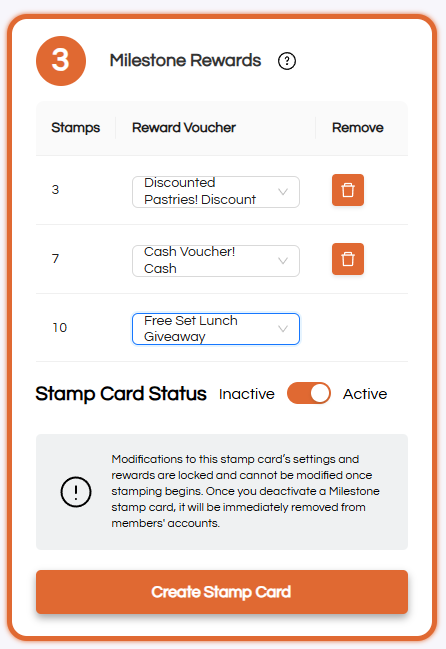 Select Rewards for Stamp Slots