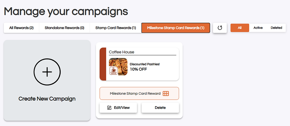 Milestone Stamp Card Rewards Tab