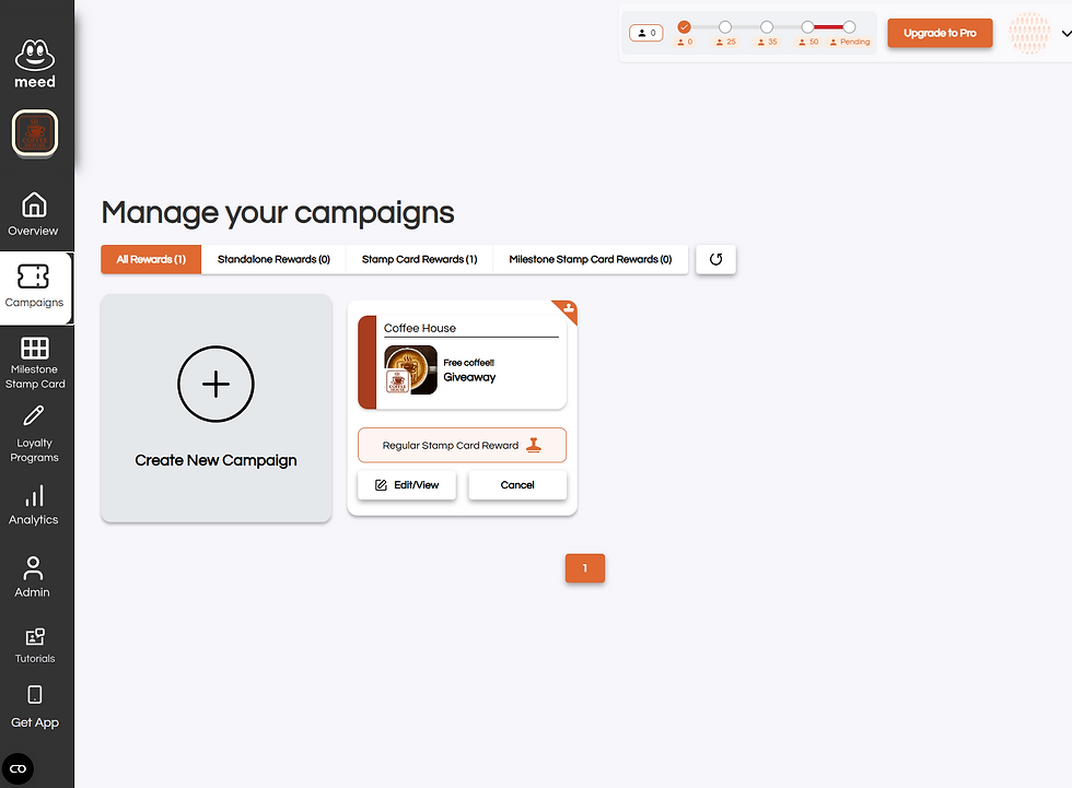 Manage Campaigns Screen