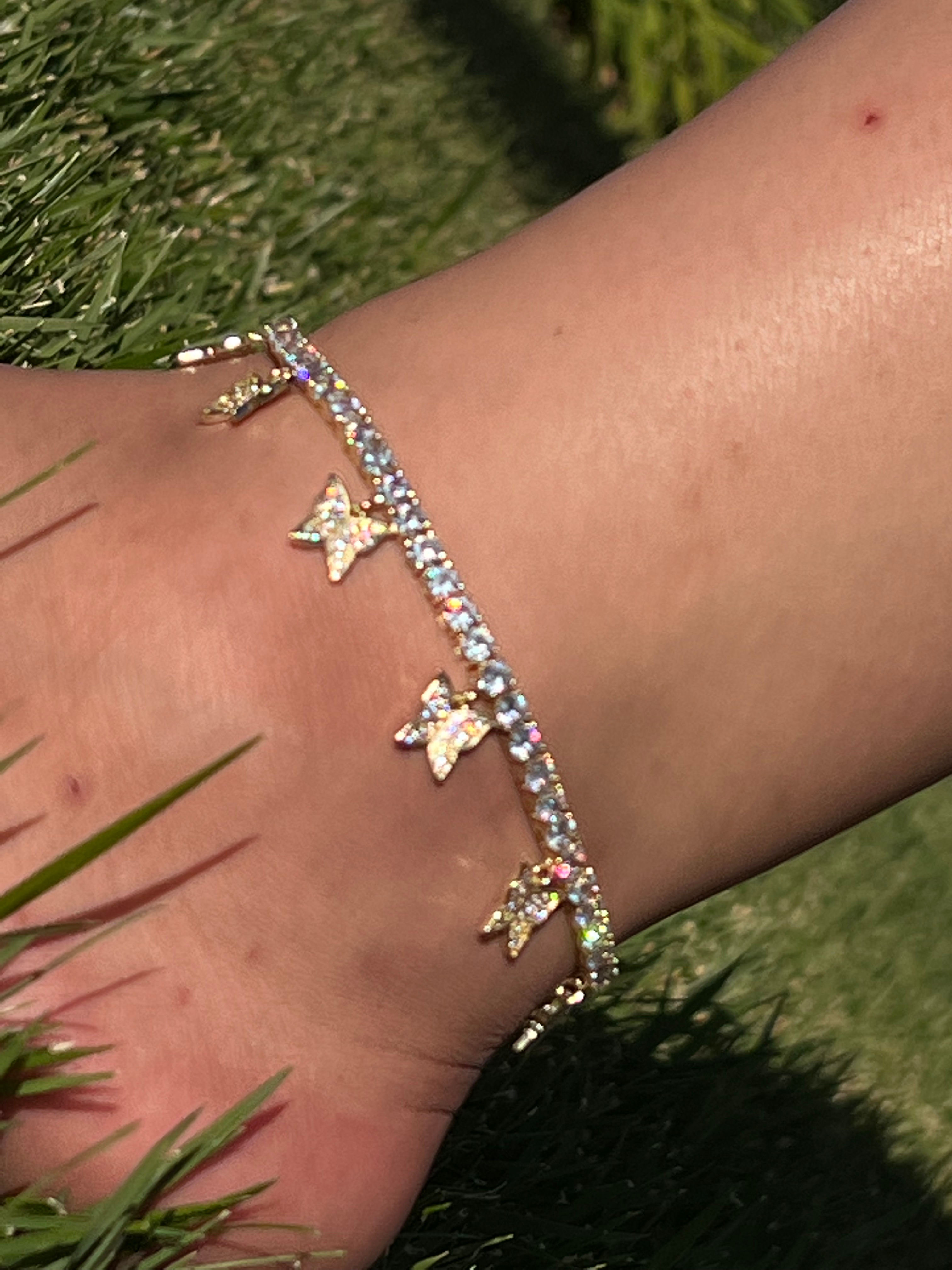 Tennis chain anklet in three different colors