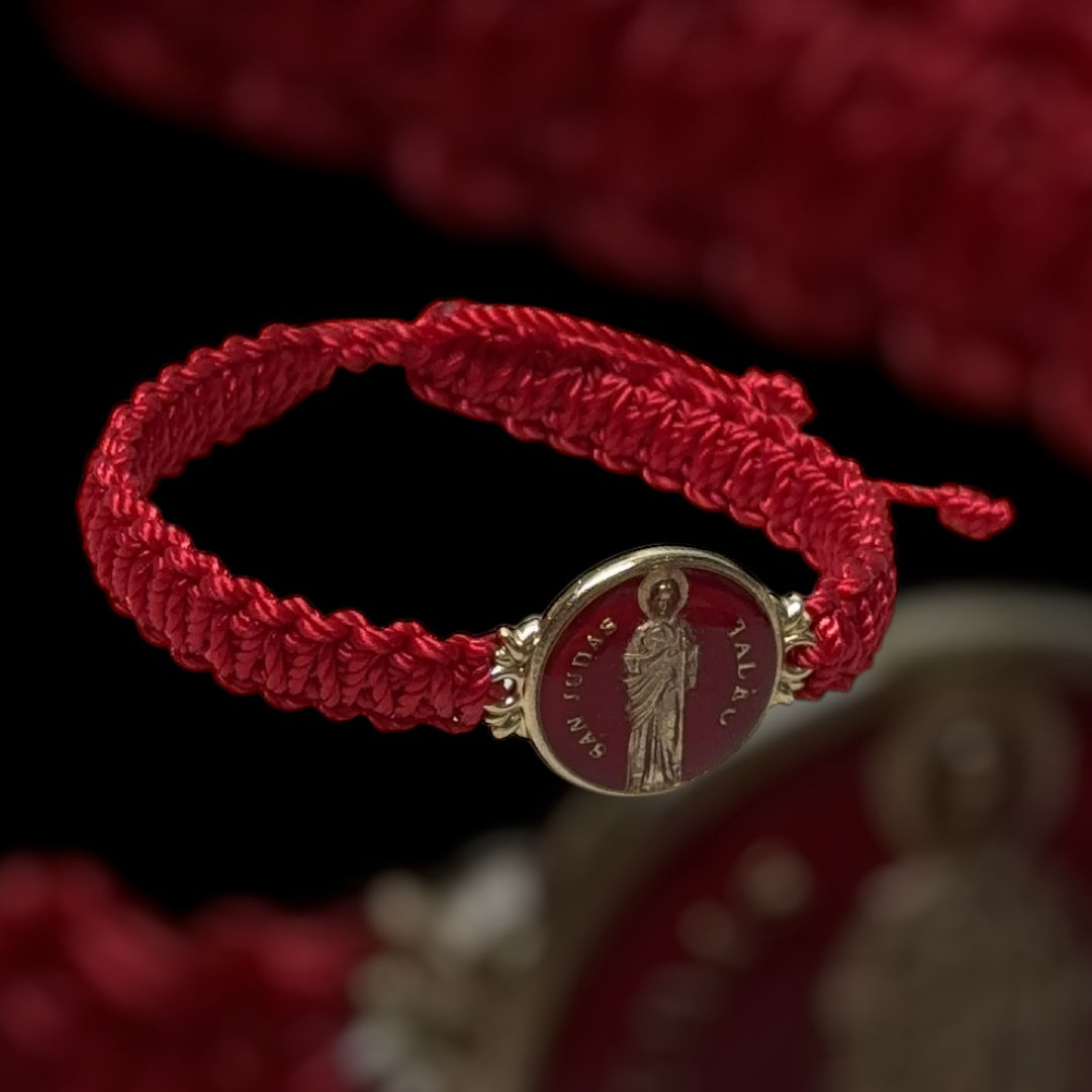 Adjustable Saint Jude Red String Bracelet - Religious Jewelry