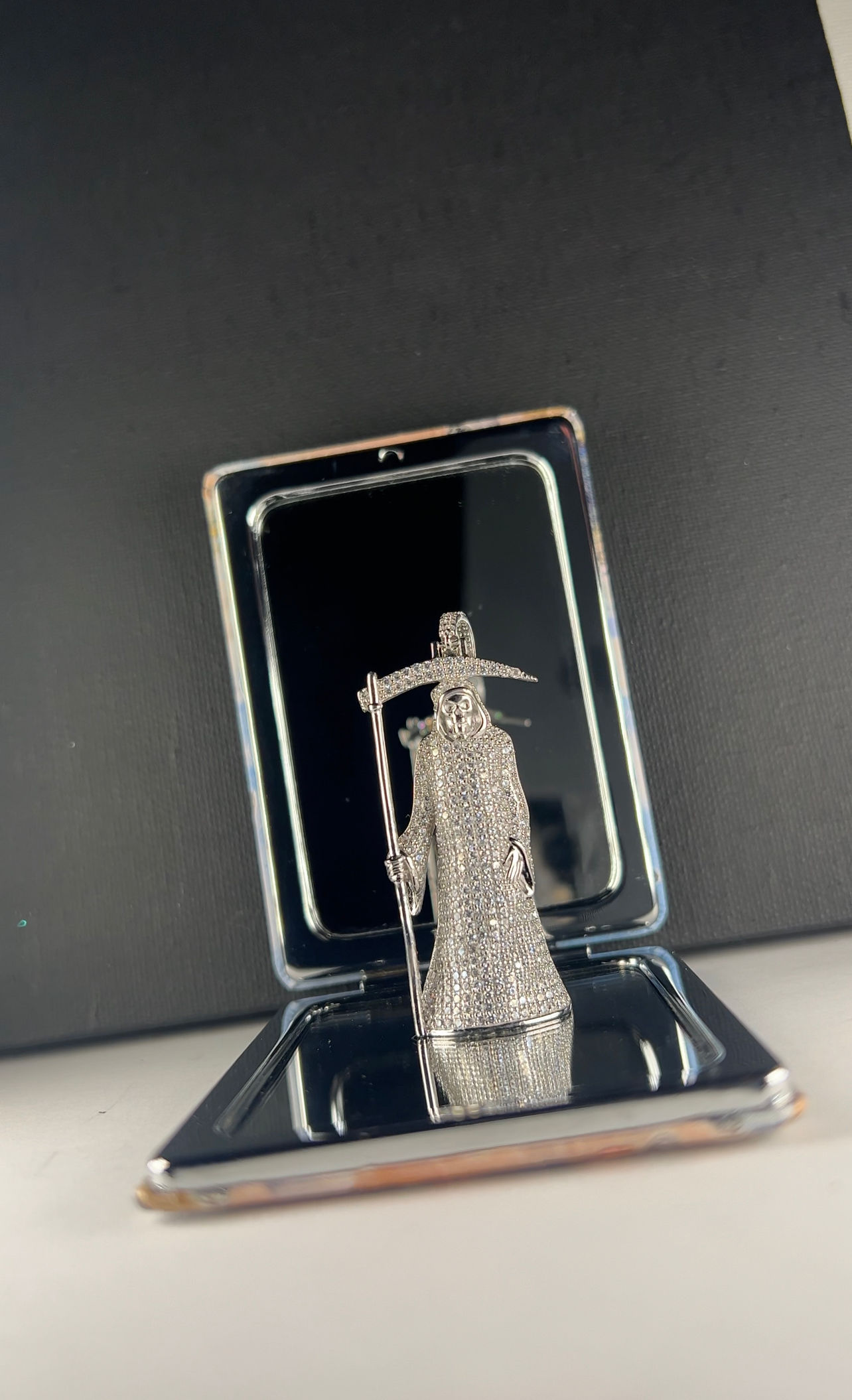 SANTA MUERTE WITH CZ STONES ALL AROUND (925.)