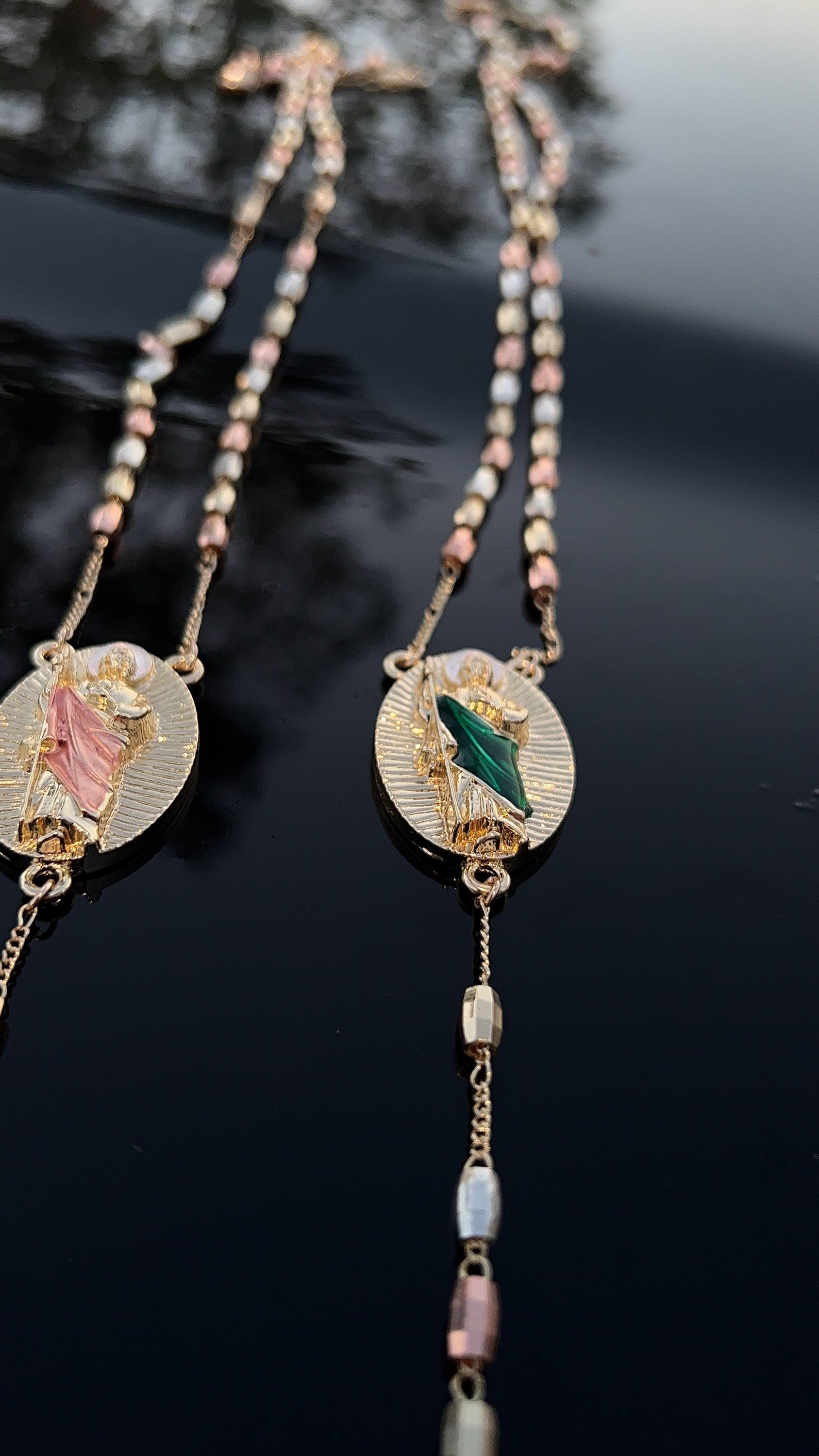 San Judas Tadeo Rosario en verde tono o tres tonos