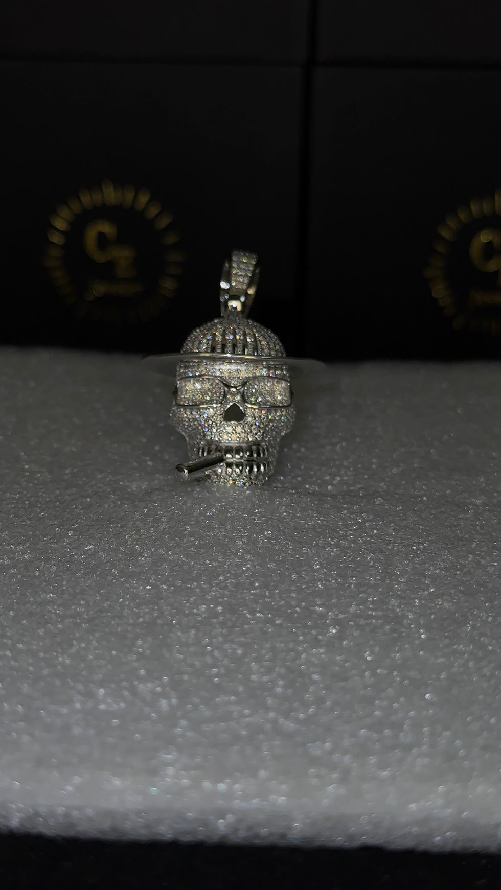 Thumbnail: #674 Moissanite /925S Cig Skull Pendent 