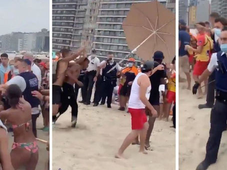 Polícia tenta impor distanciamento e é atacada por banhistas em praia na Bélgica