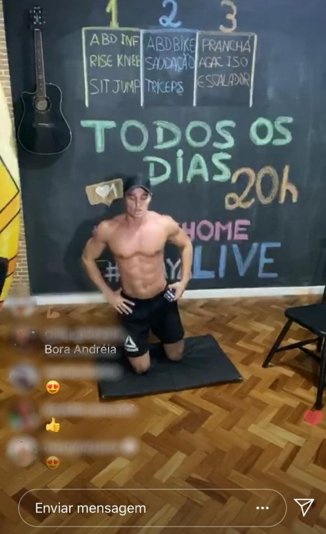 Personal Trainer Norton Mello faz vídeos de treinos ao vivo em rede social — Foto: Reprodução/Redes sociais