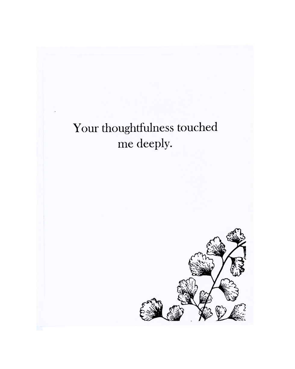 Inside sentiment for floral thanks card