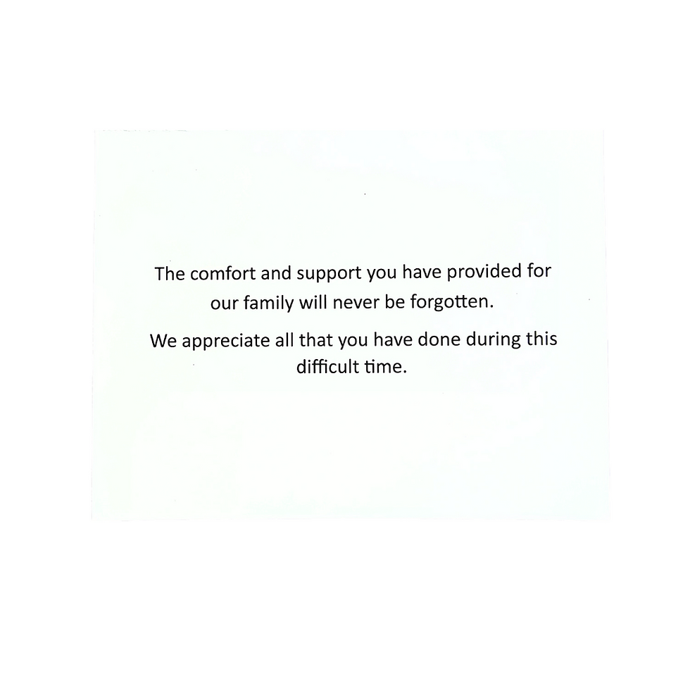 Thumbnail: inside of bereavement thank you card