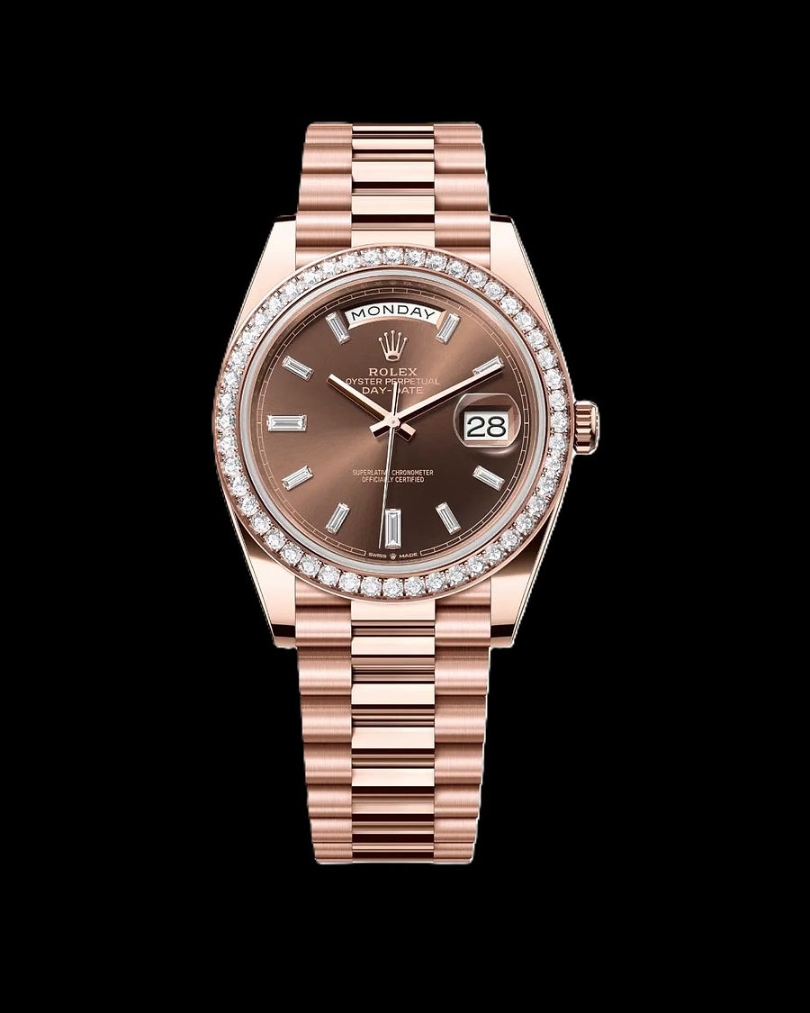 Rolex Day-Date Chocolate Brown Baguette Diamond bezel, ref. 228345RBR — view 1 of 5