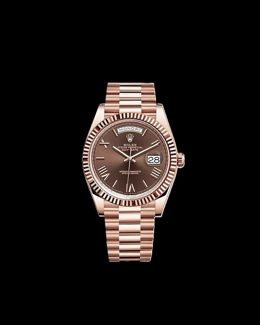 Rolex Day-Date Rose Gold Chocolate Roman Dial, ref. 228235 — view 1 of 5