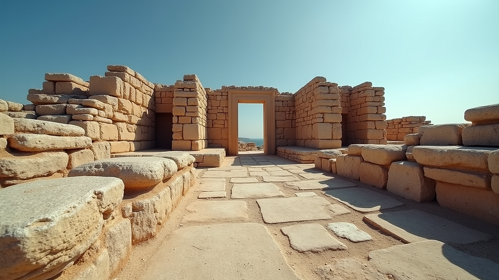 Eye-level view of Ġgantija Temples ruins with ancient stone structures