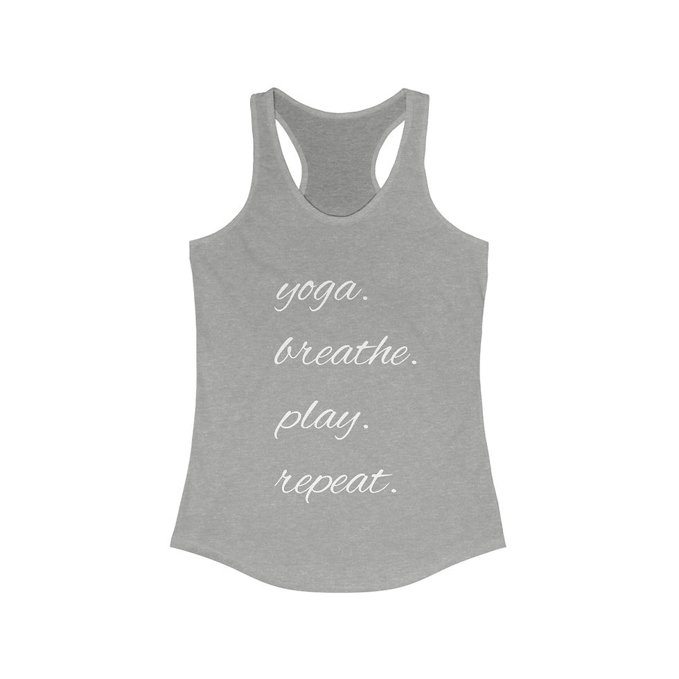 Thumbnail: Women's Racerback Tank- Yoga Breathe Play Repeat