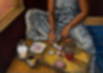 De récits et de choses sucrées (detail), 2024, Acrylique sur panneau de bois, 127 x 152 cm