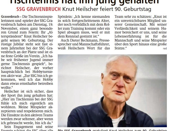 Tischtennis hält jung