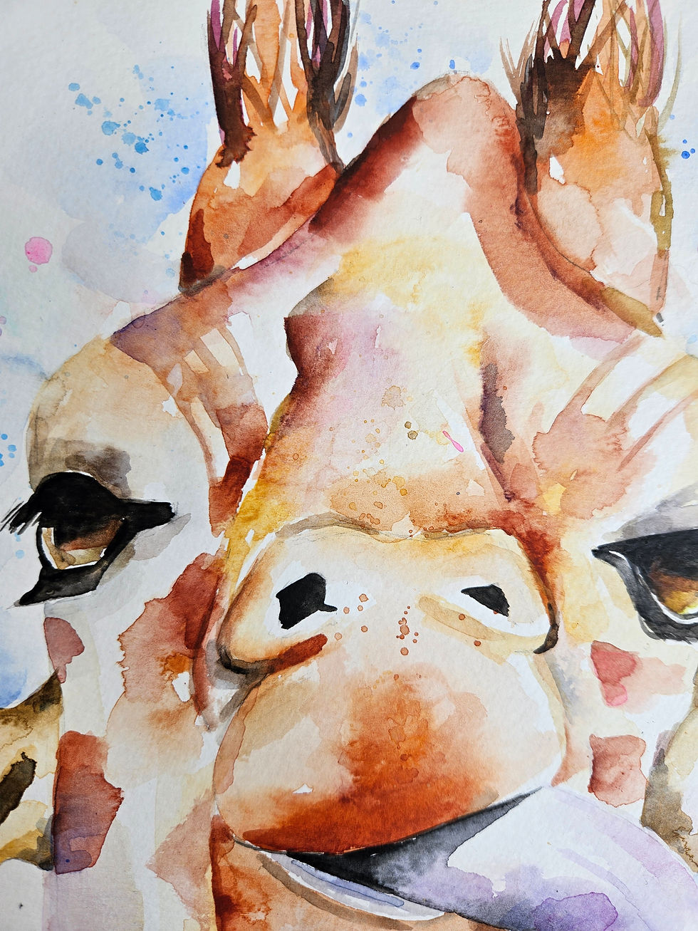 Thumbnail: Large Original Signed & Certificated Watercolour Painting of a Giraffe