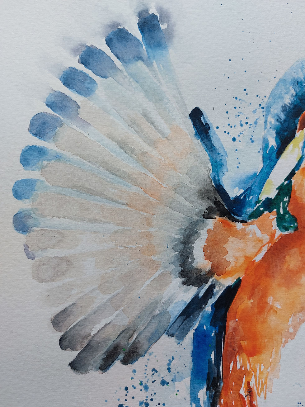 Thumbnail: original watercolour art painting of a kingfisher in water by Elle Smith