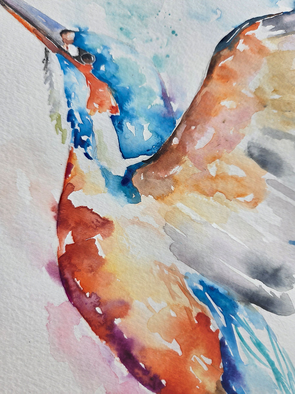Thumbnail: Large Original Signed & Certificated Watercolour Painting of a Kingfishe