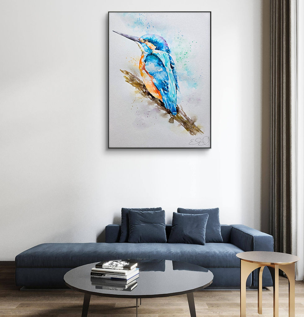 Thumbnail: Large Original Signed & Certificated Watercolour Painting of a Kingfishe