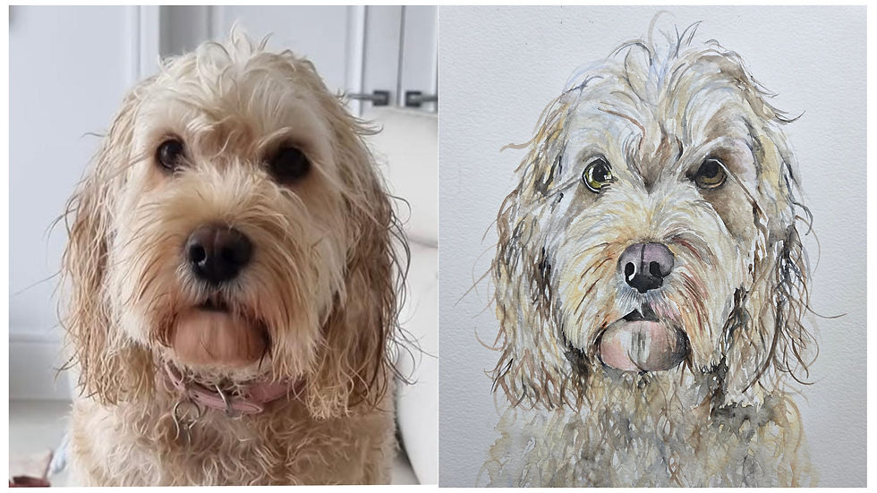 Thumbnail: A3 Personalised pet commission, original watercolour painting.o