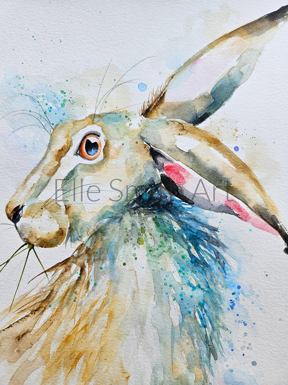 Thumbnail: original watercolour art painting of a hare by Elle Smith Art