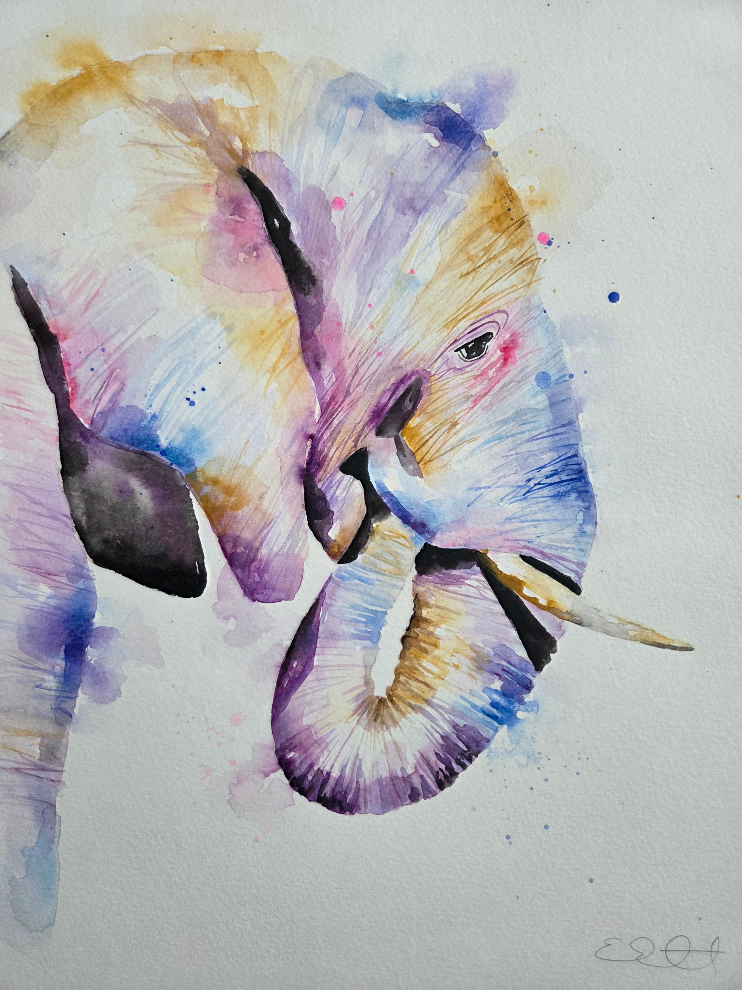 Sale! Original sold as seen watercolour painting of an Elephant