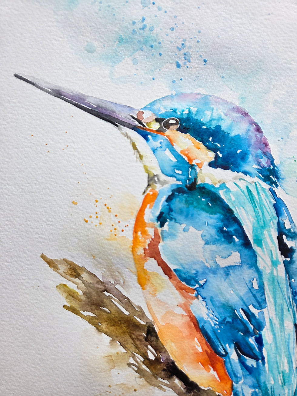 Thumbnail: Large Original Signed & Certificated Watercolour Painting of a Kingfishe
