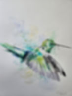 Thumbnail: Large Original Signed & Certificated Watercolour Painting of a Hummingbird