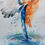 Thumbnail: original watercolour art painting of a kingfisher in water by Elle Smith