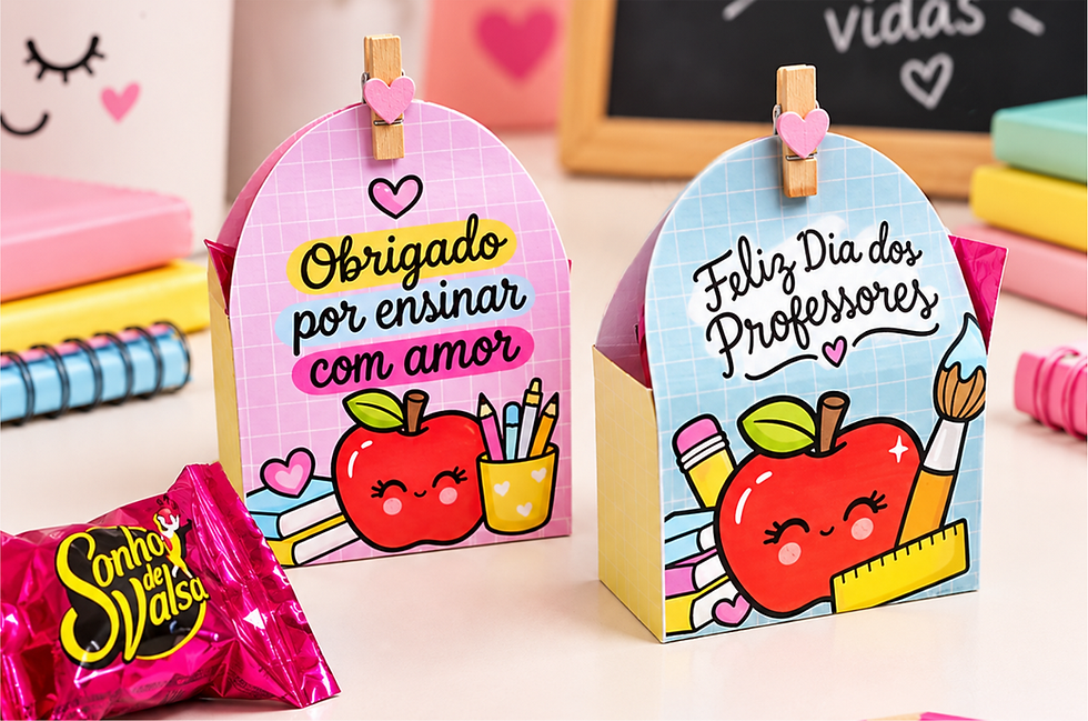Porta Bombom Dia dos Professores Grátis para Baixar e Imprimir
