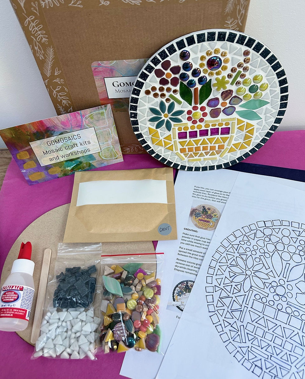 Thumbnail: Flowers in yellow teapot mosaic craft kit