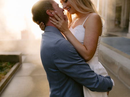 Indianapolis canal engagement session with couple at sunset