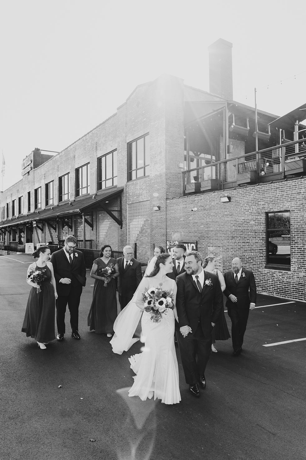 A wedding party outside the Biltwell