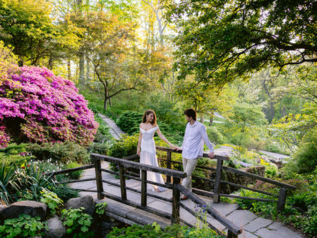 engagement session with soft light and romantic tones