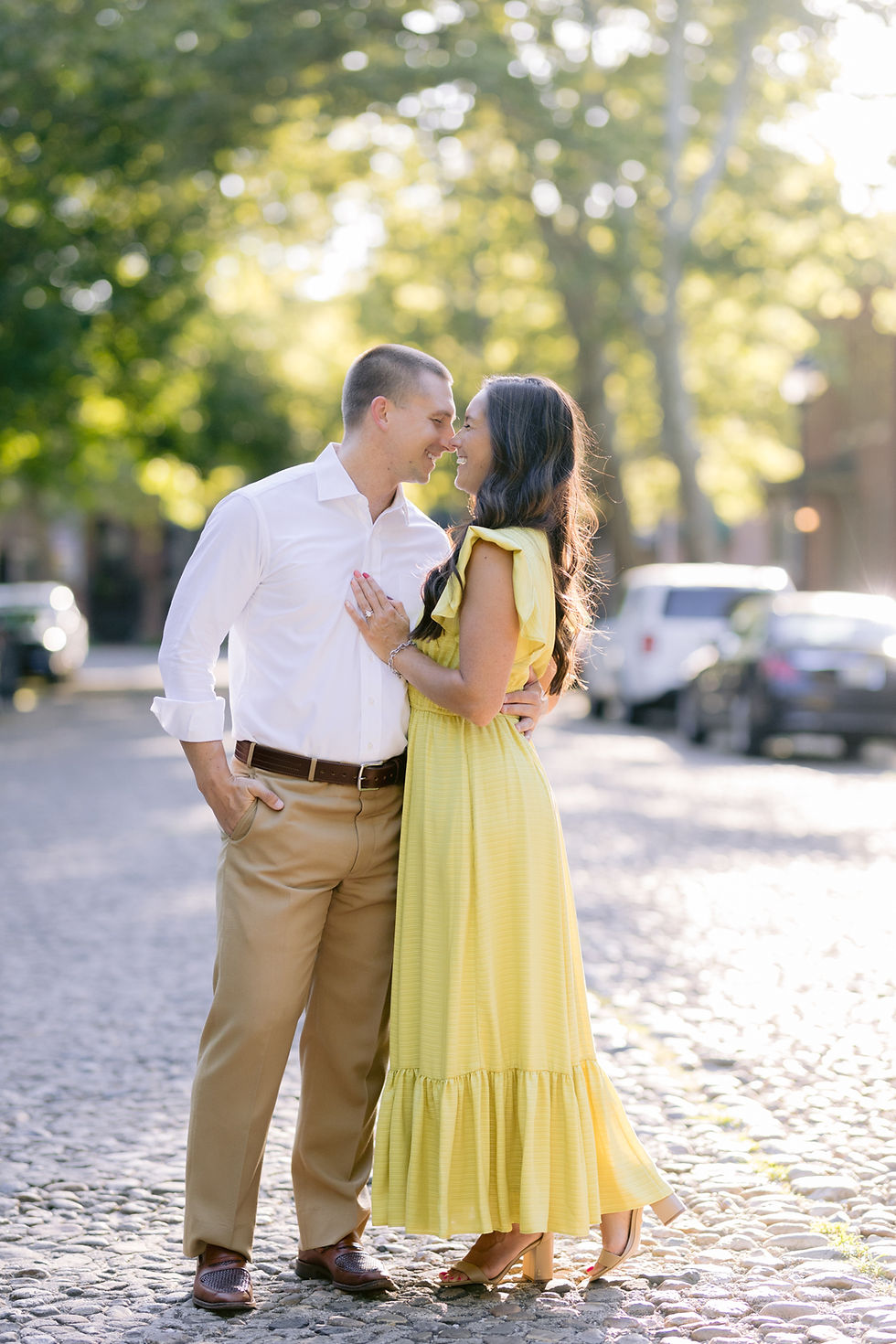 Downtown Indianapolis engagement photos colorful outfit inspiration