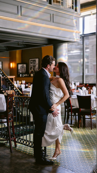Romantic date-night inspired engagement session at Prime 47 steakhouse in Indianapolis