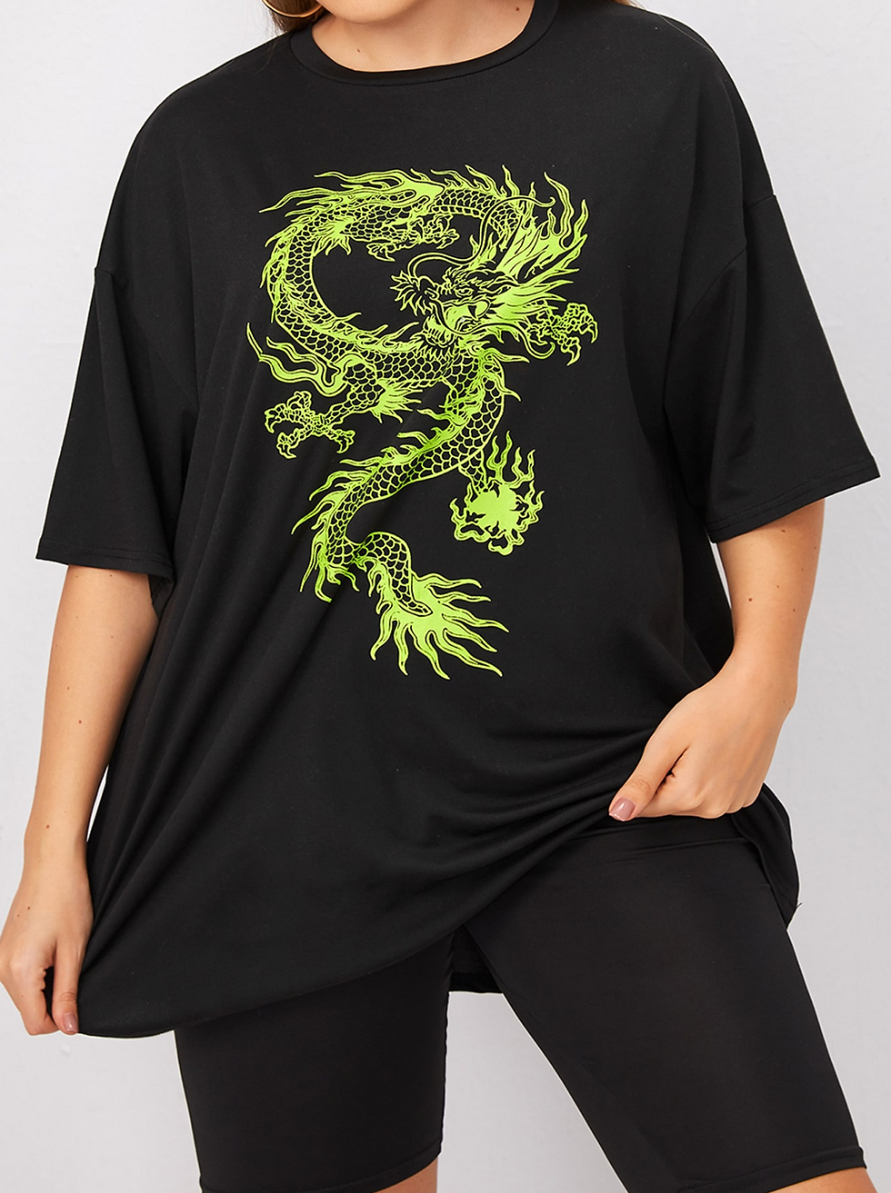 Thumbnail: Chinese Dragon Print Oversized Tee