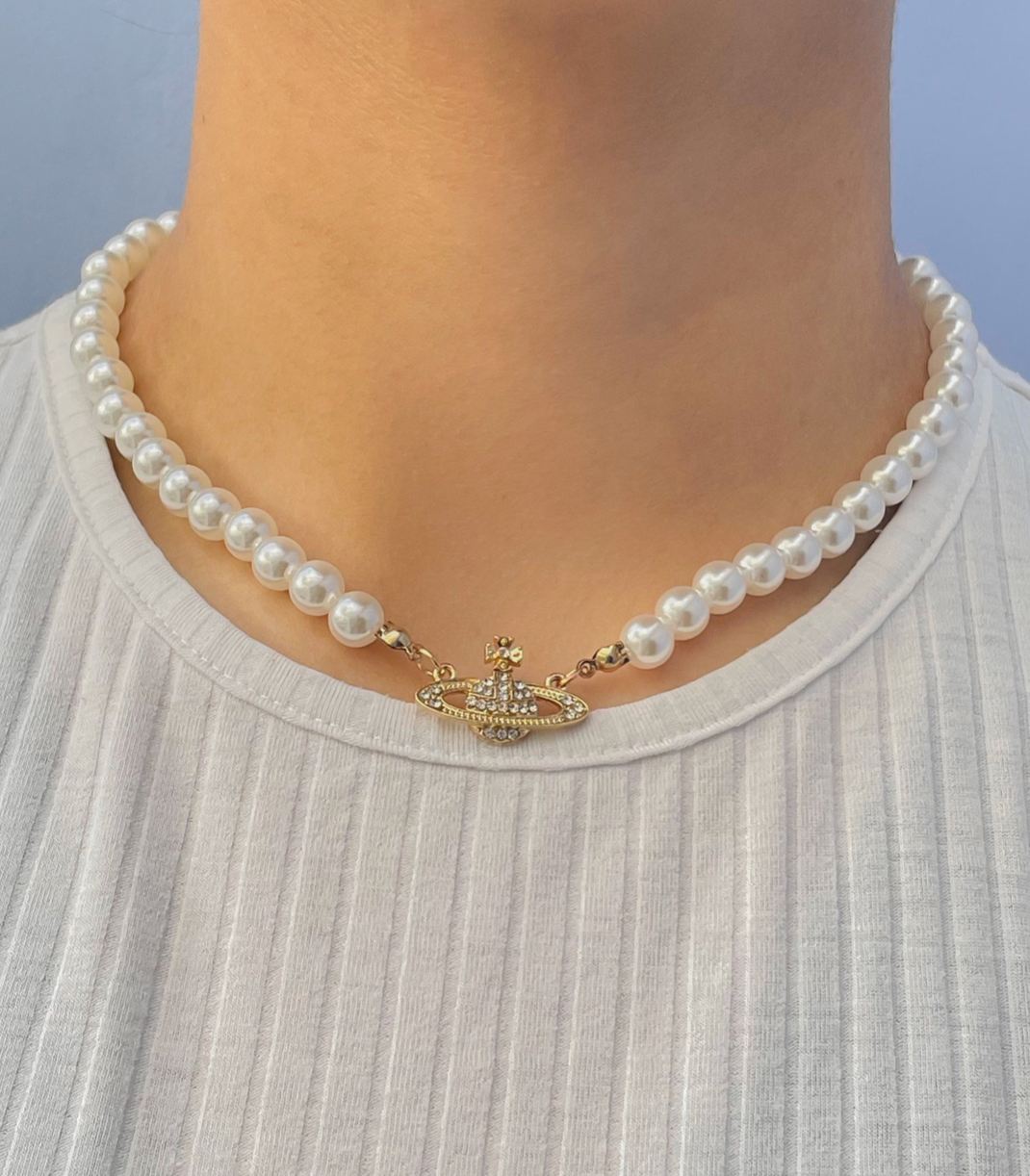 Pearl Planet Charm Necklace