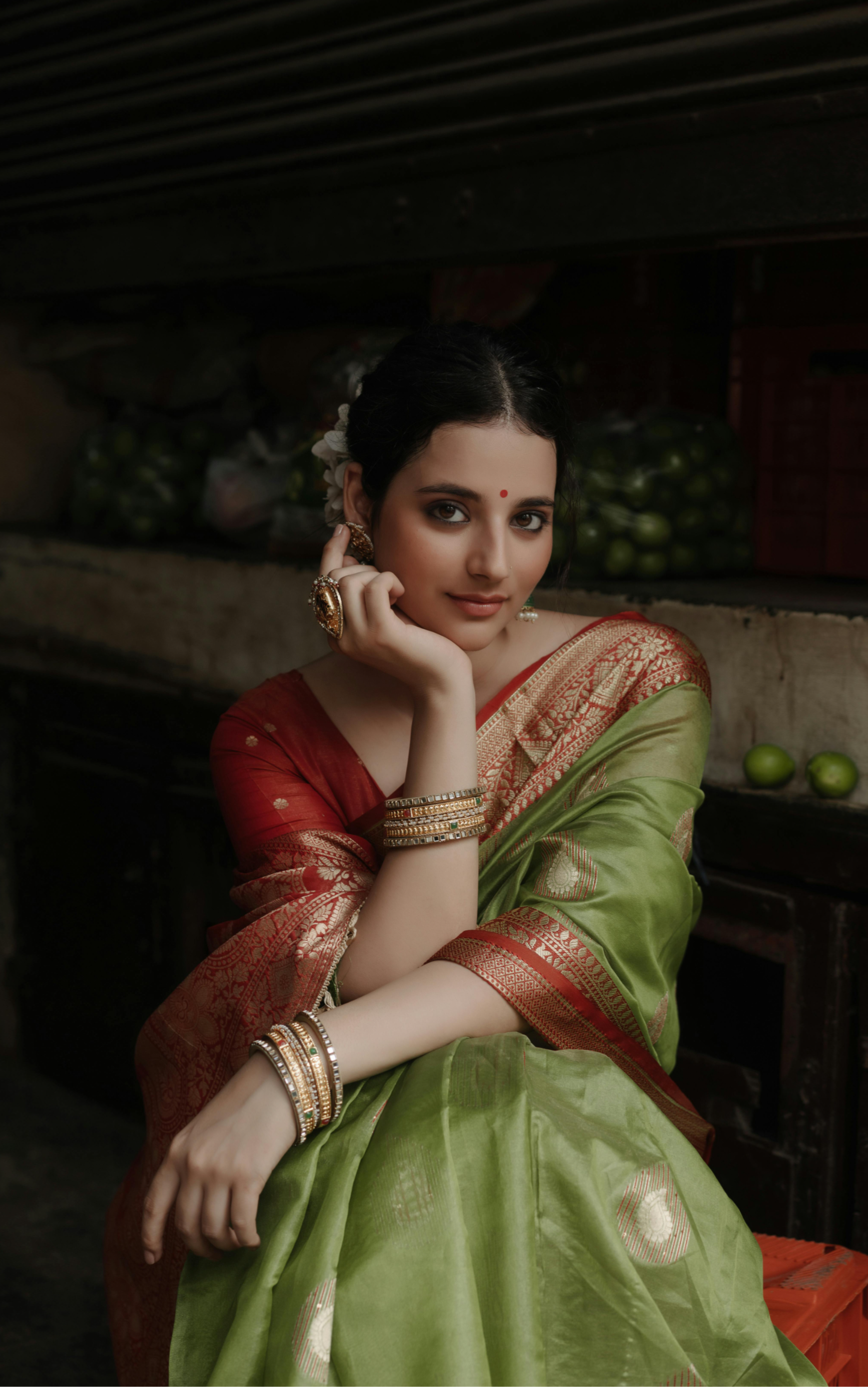 Green Cotton Saree