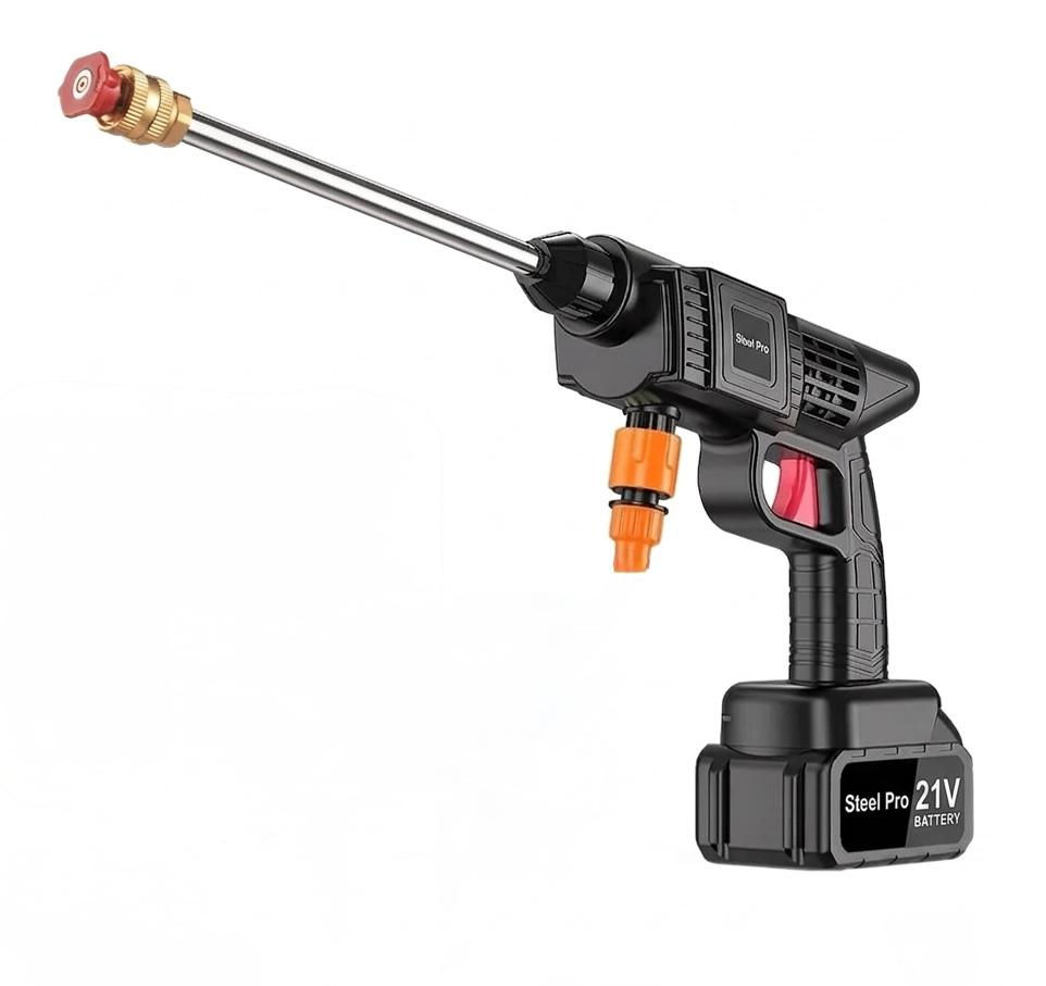 Hidrolavadora Inalámbrica 450 PSI Steel Pro 21V con Batería y Accesorios