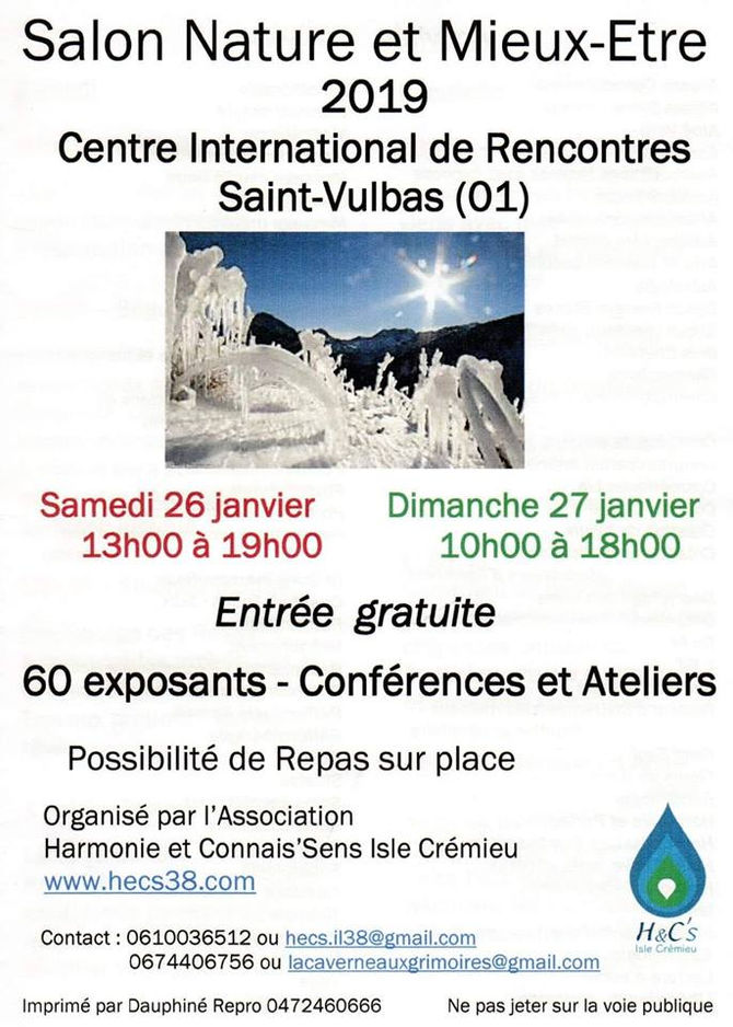 Salon Nature et Mieux-Être St Vulbas 26-27 janvier 2019