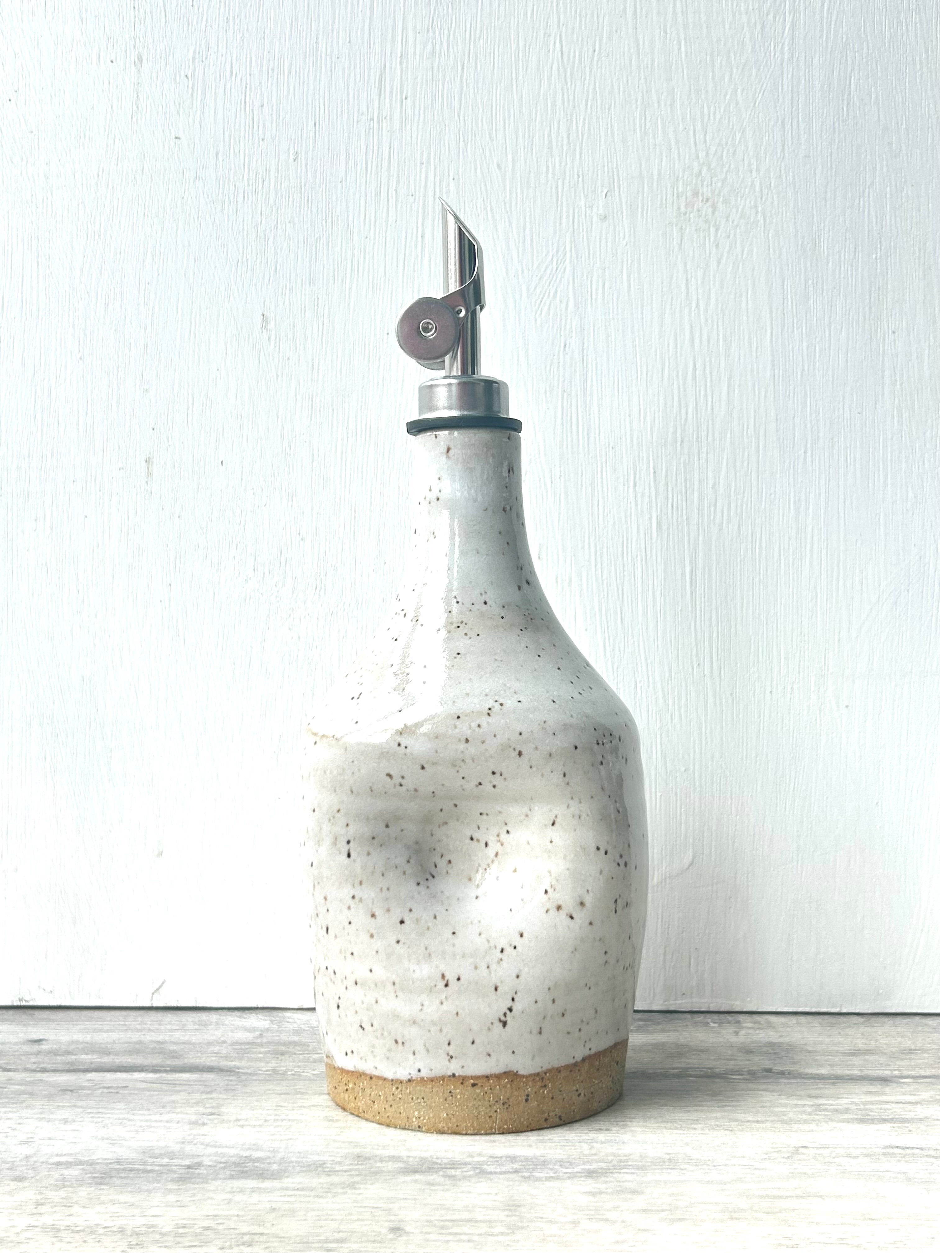 Olive Oil Pourer - Speckled White
