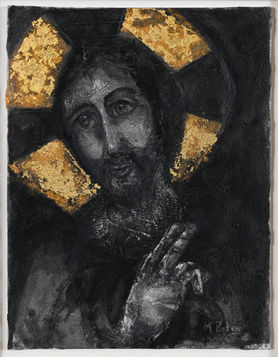 Michael Batey Artist Stucco Graphite Goldleaf drawing Jesus of Nazareth