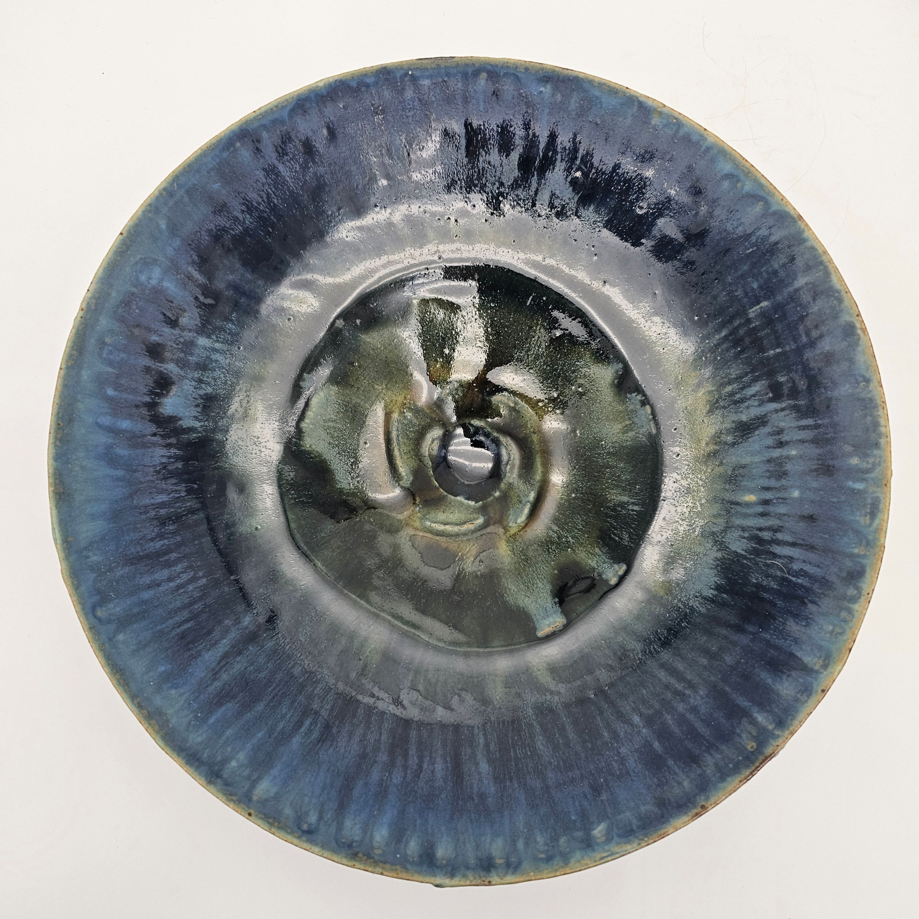 10.5" Large Blue Mandala Bowl 