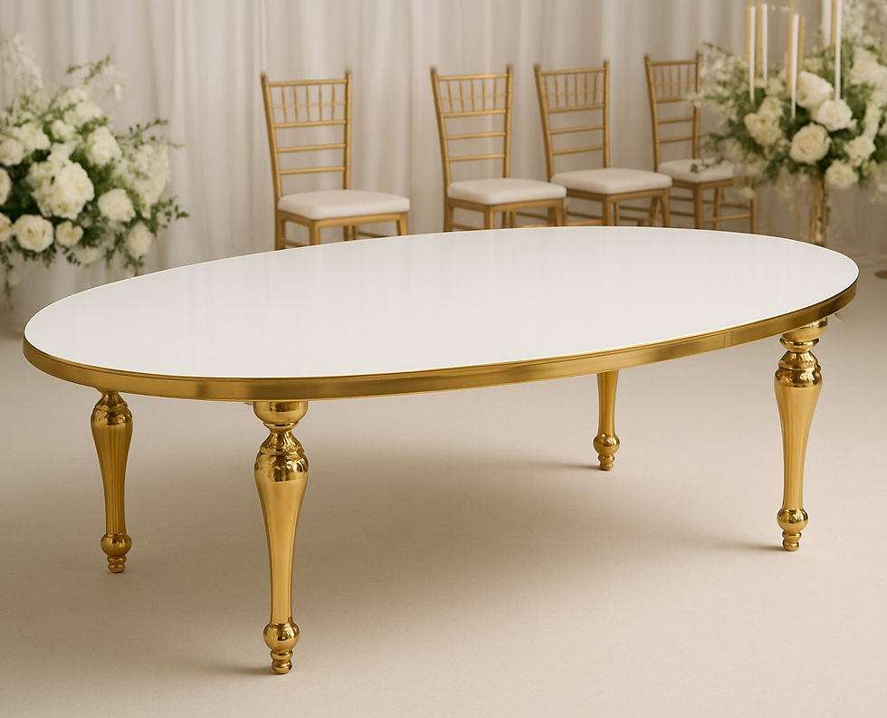 Oval Luxury Gold Elegant Table For Hire