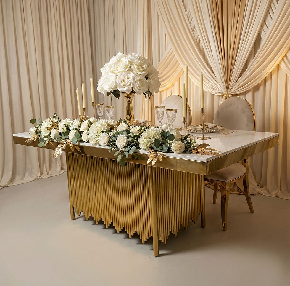 Lola gold sweetheart table for hire