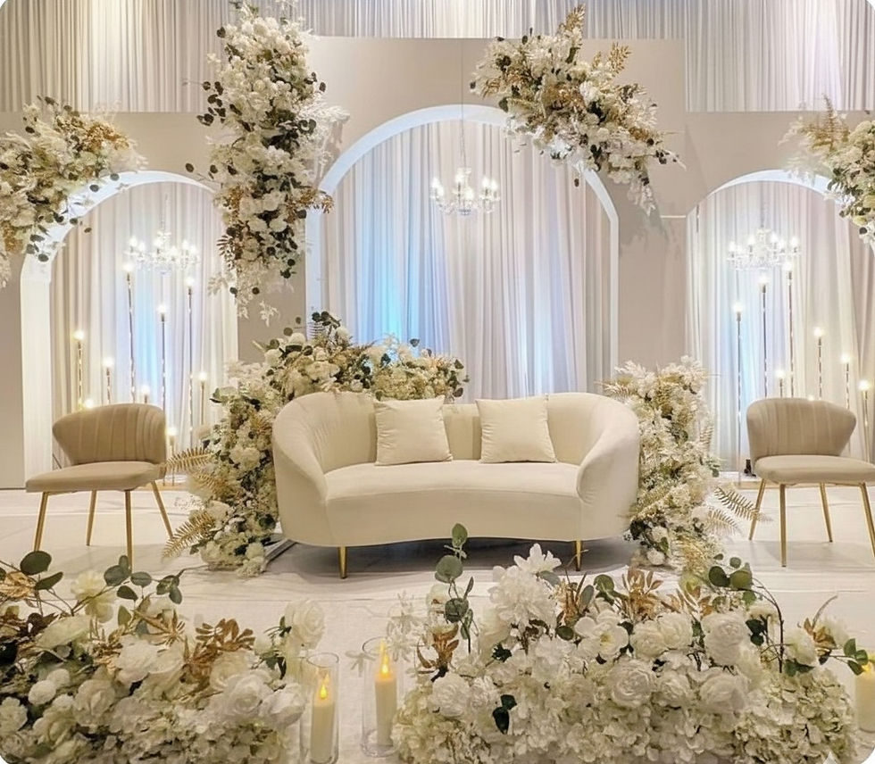 Smooth White Square Arch wedding stage backdrop white for hire
