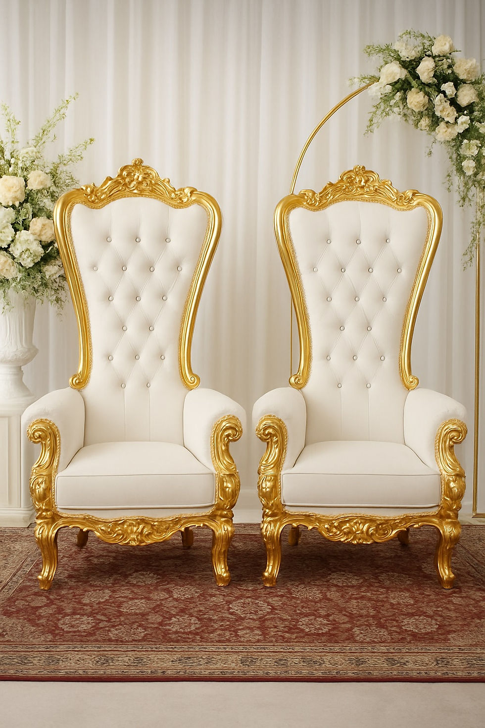 White & Gold Throne Chairs Hire