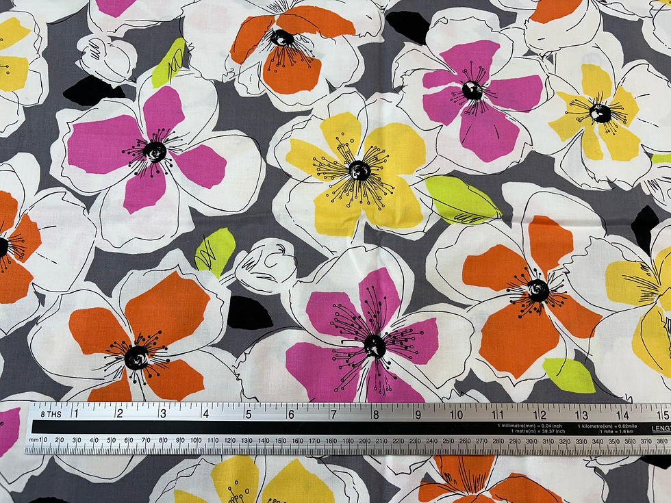 Thumbnail: Statement Floral on Silver Cotton
